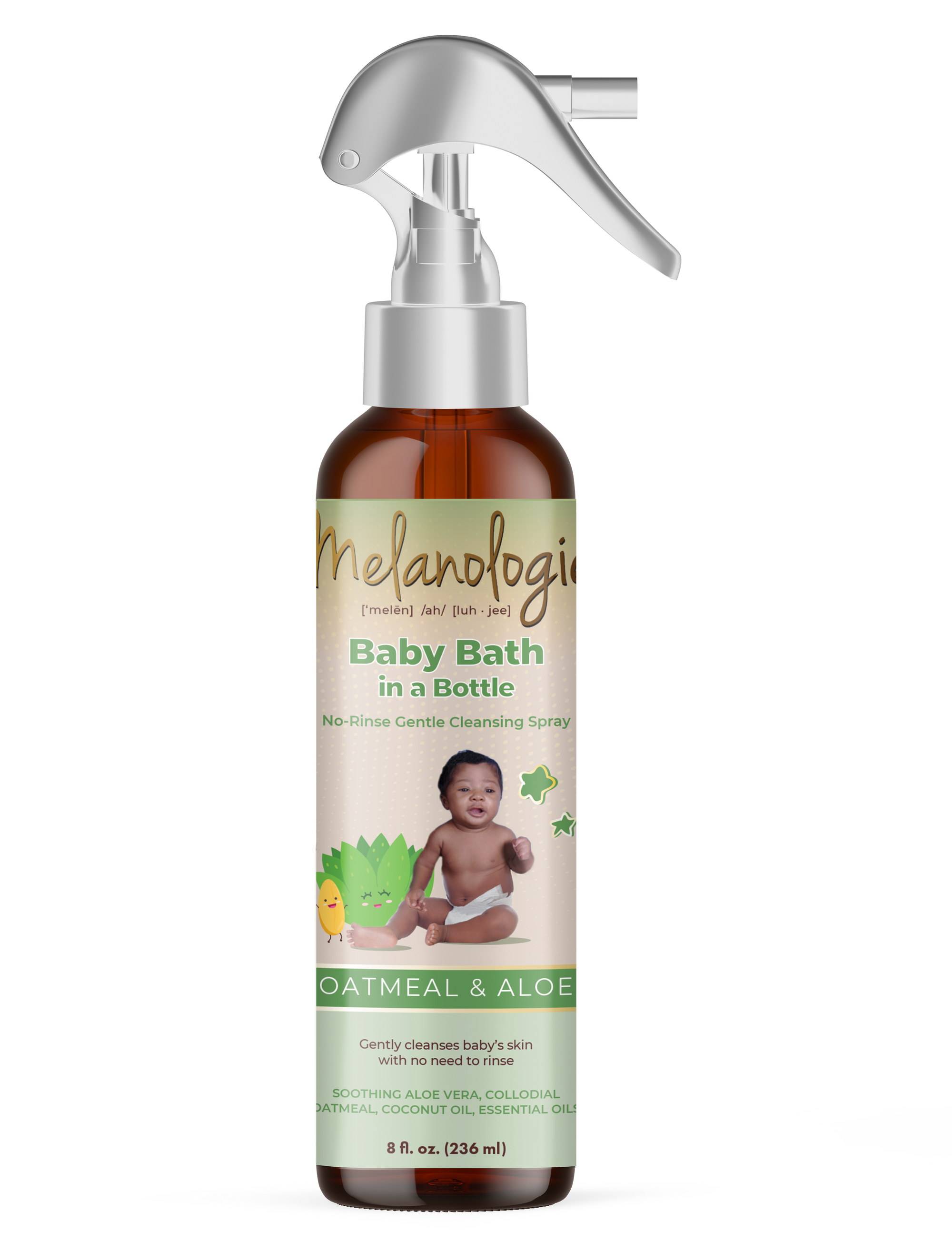 Baby Bath in a Bottle No Rinse Gentle Cleansing Spray Oatmeal Aloe
