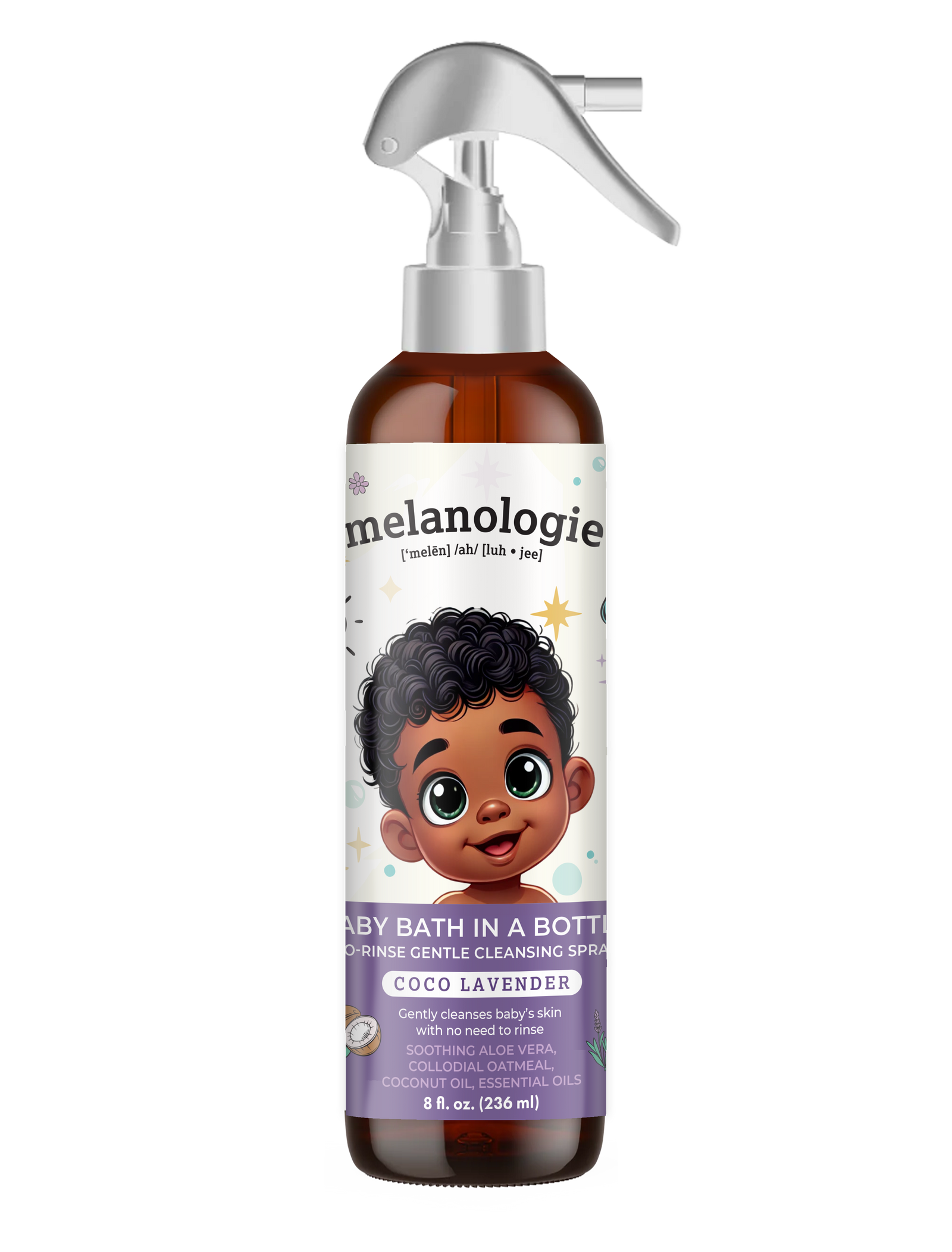 Baby Bath in a Bottle No Rinse Gentle Cleansing Spray Coco-Lavender