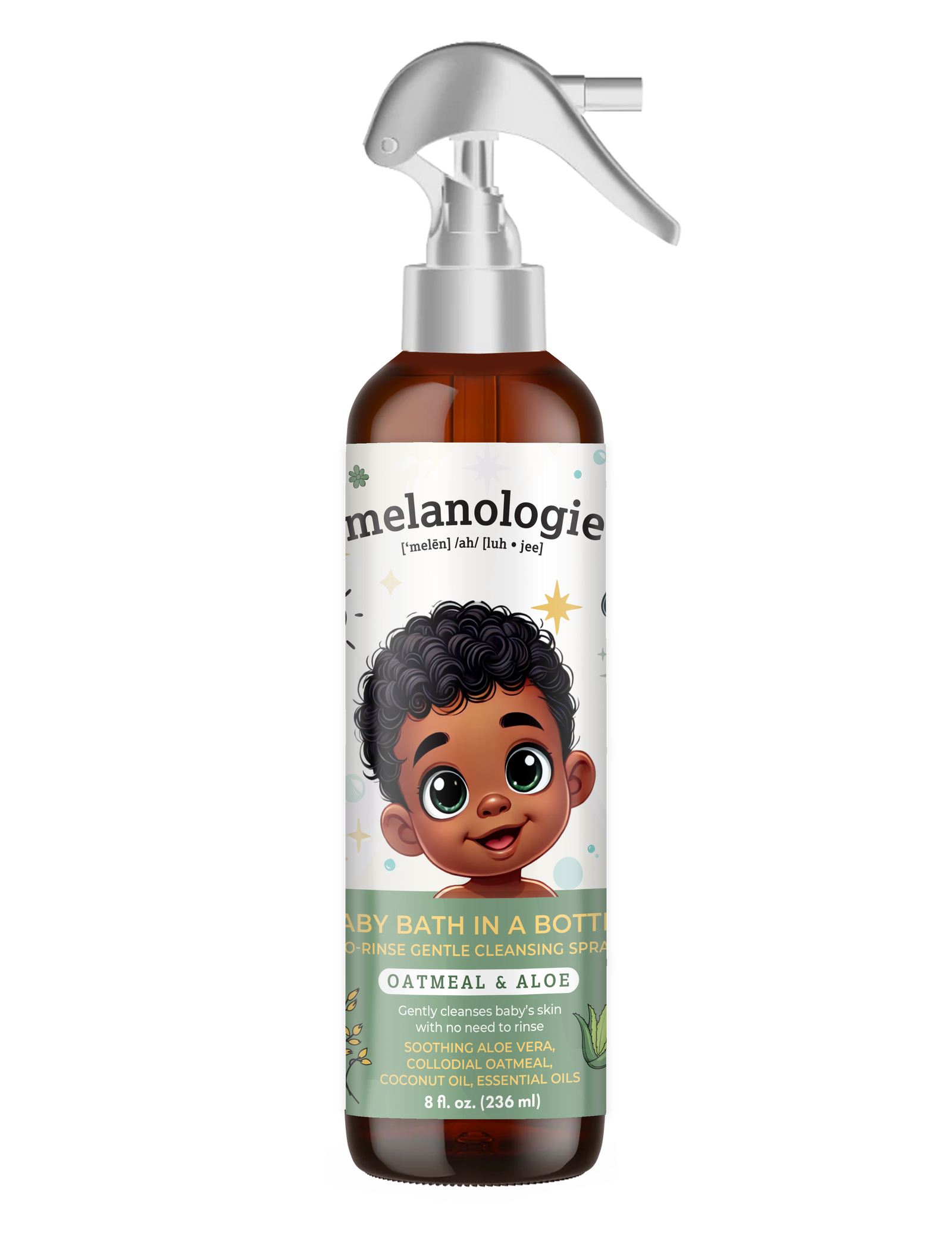 Baby Bath in a Bottle No Rinse Gentle Cleansing Spray Oatmeal Aloe